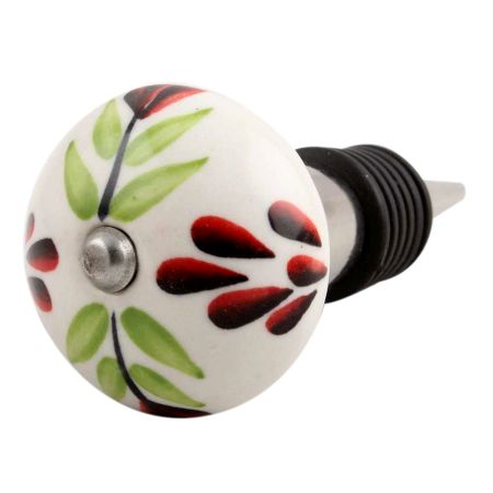 Green Leaf Ceramic Wine Stopper